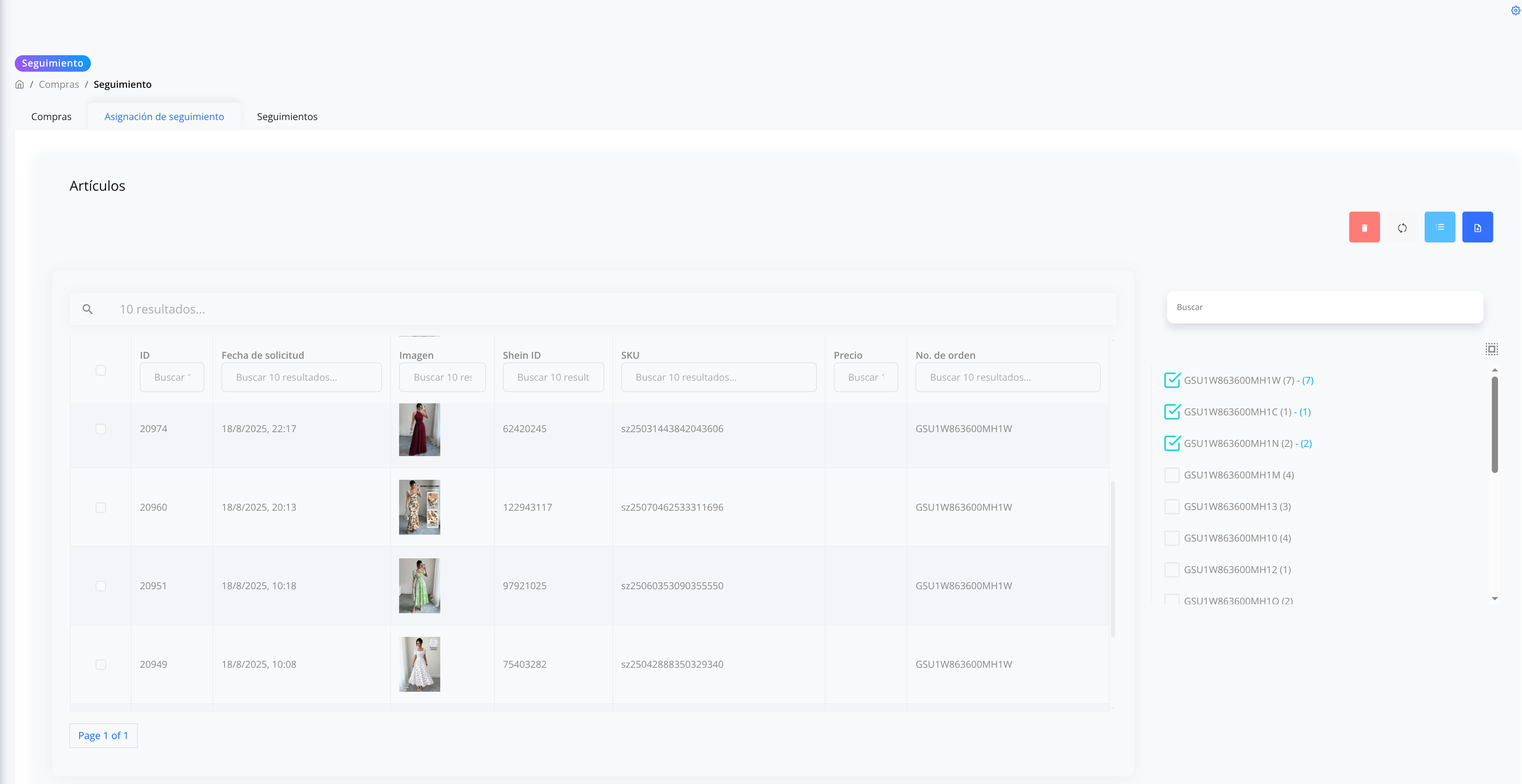 Seguimiento de compras en Omsify