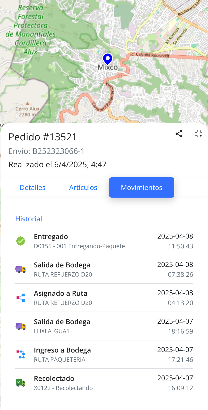 Seguimiento de pedidos en Omsify